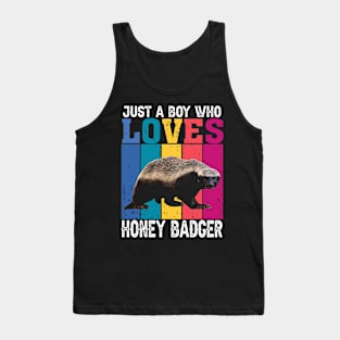 Just A Boy Who Loves Honey Badger Commanding Respect on Tee Tank Top